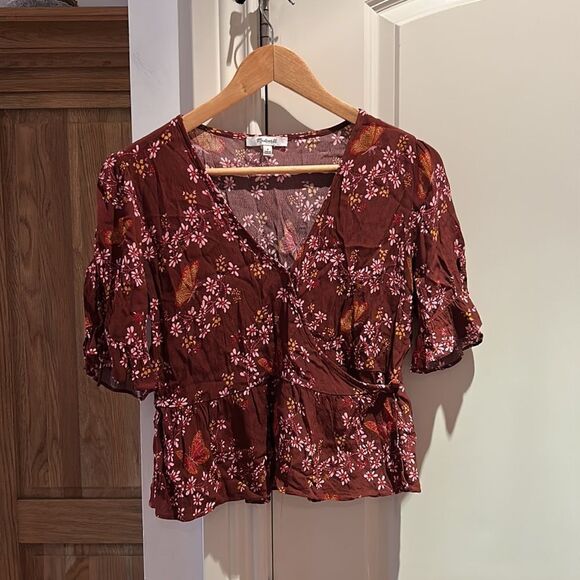 Madewell Tie-Sleeve Wrap Top in Butterfly Sanctuary 4 - Picture 7 of 12